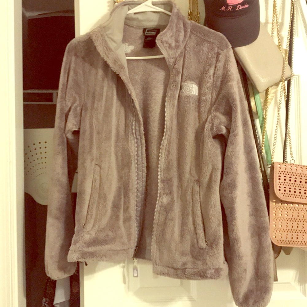 Fuzzy Gray North Face Coat